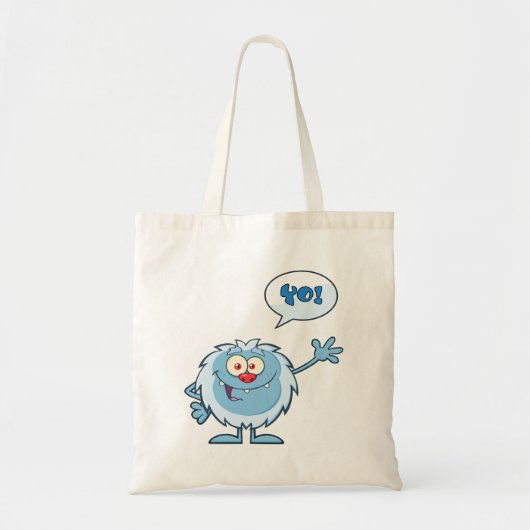 Yo Blue Monster Waving Tote Bag (Voorkant)