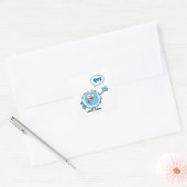 Yo Blue Monster Waving Vierkante Sticker