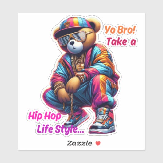 "Yo Bro!" Neem een HipHop Lifestyle - Beer Rap Sty Sticker (Vel)