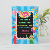 Yo Gabba Gabba verjaardagsfeestje uitnodiging (Staand voorkant)