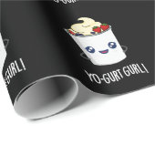 Yo-gurt Gurl Funny Yogurt Pun Dark BG Cadeaupapier (Rol Hoek)