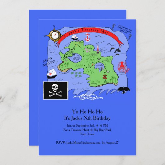 "Yo Ho Ho A Kind Pirate Birthday Party Invitation Kaart (Voorkant / Achterkant)