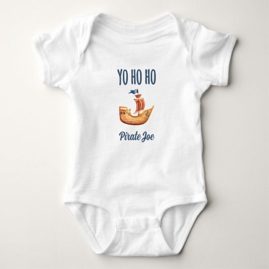 Yo Ho Ho gepersonaliseerd piratenschip Romper (Voorkant)