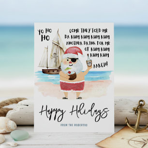 Yo Ho Ho Piraat Kerstman Rum Strand Kerstmis  Feestdagenkaart