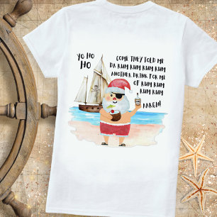 Yo Ho Ho Piraat Kerstman Schip Rum Grappig Kerstfe T-shirt