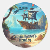 Yo Ho Ho! Pirate Boys' Paradise Island Verjaardag Ronde Sticker (Voorkant)