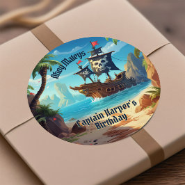 Yo Ho Ho! Pirate Boys' Paradise Island Verjaardag Ronde Sticker