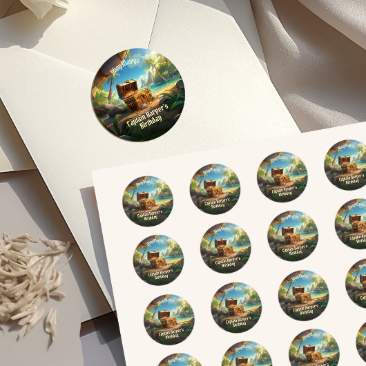 Yo Ho Ho! Pirate Boys' Treasure Island Verjaardag Ronde Sticker