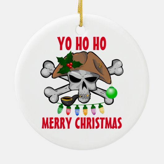 Yo Ho Ho Pirate Merry Kerstmis Keramisch Ornament (Achterkant)