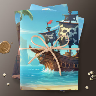 Yo Ho Ho! Pirate Paradise Island Verjaardag Inpakpapier Vel