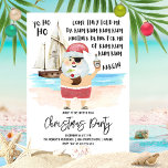 "Yo Ho Ho Pirate Santa Rum Kerstfeest" Kaart<br><div class="desc">Ahoy. Voeg wat nautische humor toe aan de feestdagen met deze kerstfeestuitnodiging die een piratendraai in de richting van "The Little Drummer Boy" brengt. Hij is voorzien van een waterverf pirate Santa op het strand met een tropische kokosnoot drink in één hand en een fles rum in de andere hand...</div>