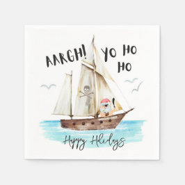 "Yo Ho Ho Pirate Santa Ship Zee Kerstmis Servet