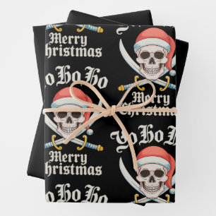 Yo Ho Ho Prettig Kerstfeest Piraat Kerstmis Schede Inpakpapier Vel