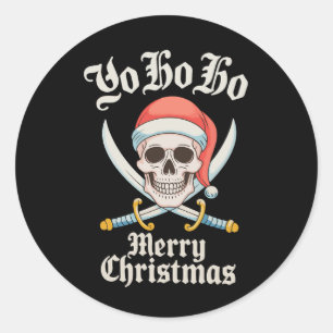 Yo Ho Ho Prettig Kerstfeest Piraat Kerstmis Schede Ronde Sticker