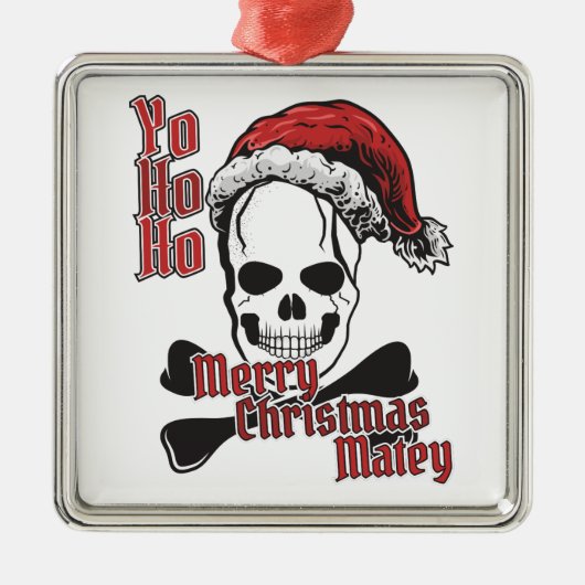 Yo Ho Ho Santa Pirate Jolly Roger Metalen Ornament (Voorkant)