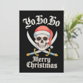 Yo Ho Ho Vrolijk Kerstfeest Piraat Kerst Schedel V Feestdagenkaart (Staand voorkant)