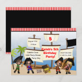 Yo ho piraten & schip verjaardagsfeestuitnodiging kaart (Voorkant / Achterkant)