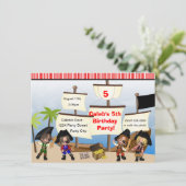 Yo ho piraten & schip verjaardagsfeestuitnodiging kaart (Staand voorkant)