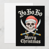Yo Ho Vrolijk Kerstfeest Piraat Xmas Schedel Vakan Feestdagenkaart (Voorkant / Achterkant)