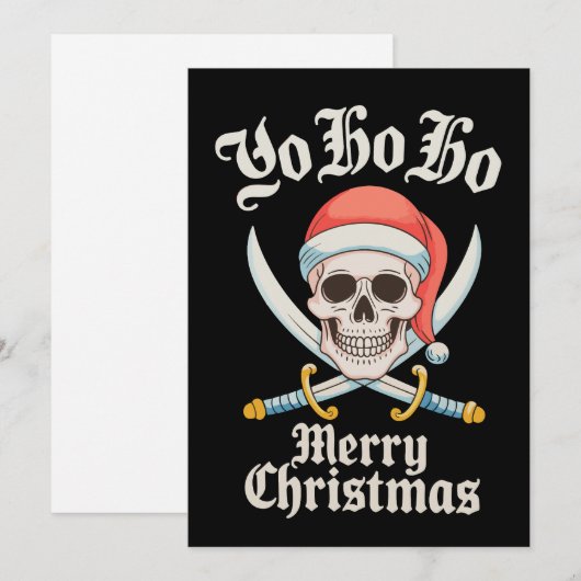 Yo Ho Vrolijk Kerstfeest Piraat Xmas Schedel Vakan Feestdagenkaart (Voorkant / Achterkant)