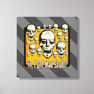 Yo Ik heb Mad Skulls Lijst GFX Grijze Strepen Canvas Afdruk