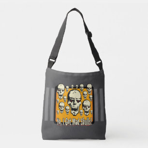 Yo Ik heb Mad Skulls Lijst Grijze Streep Flip Crossbody Tas