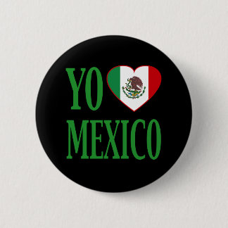 Yo Love Mexico (Ik hou van Mexico) met Flag Heart Ronde Button 5,7 Cm