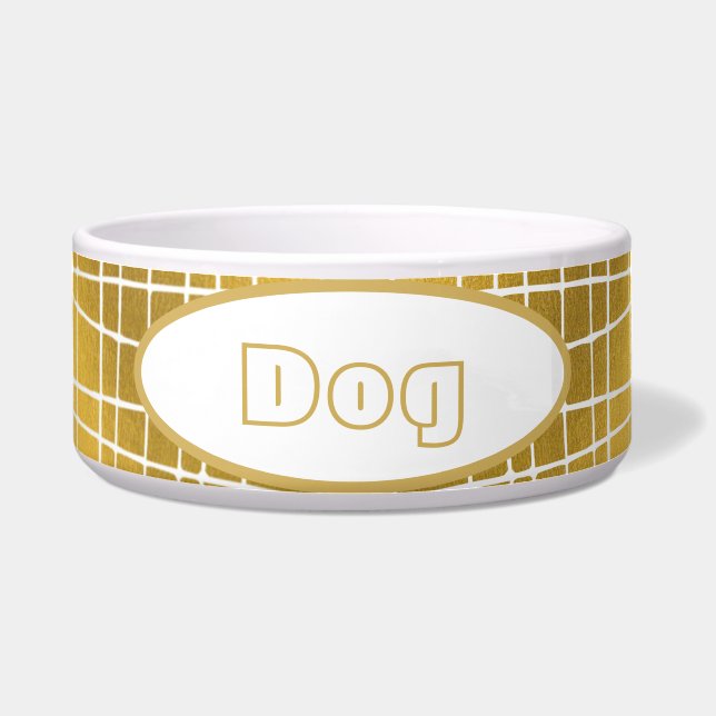 YO LUSH logo luxe gouury fan Pet Name Voerbakje (Voorkant)