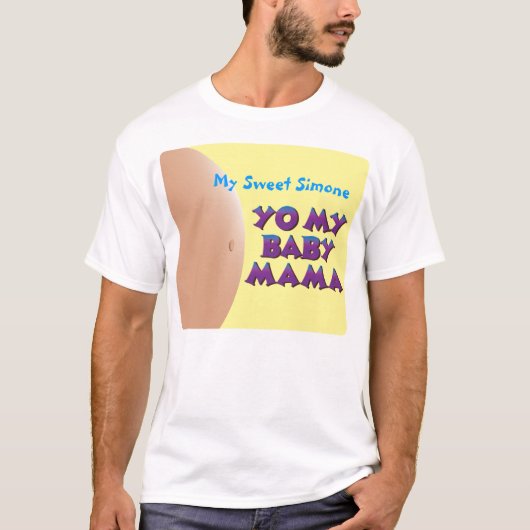 YO MY BABY MAMA - T-shirt voor de papa (geel) (Voorkant)
