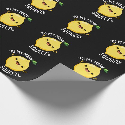 Yo My Main Squeeze Funny Lemon Pun Dark BG Cadeaupapier (Hoek)