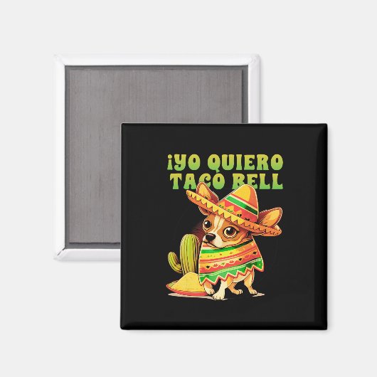 Yo Quiero Taco Chihuahua Dog  Funny Bell Magneet (Voorkant / Achterkant)