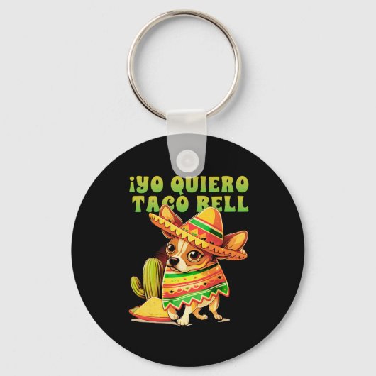 Yo Quiero Taco Chihuahua Dog Funny Bell Sleutelhanger (Voorkant)