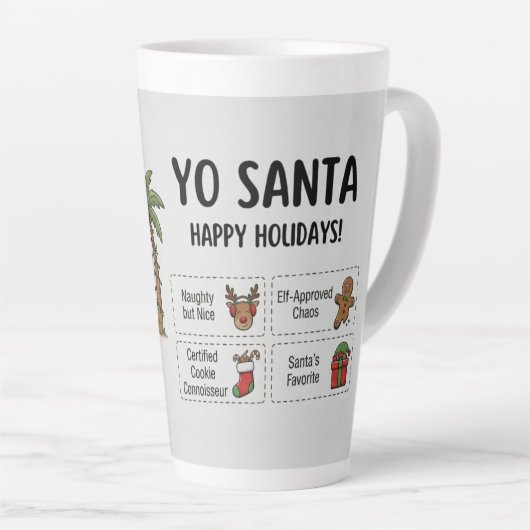 Yo Santa Funny Summer Christmas Happy Holidays Latte Mok (Rechterhoek)