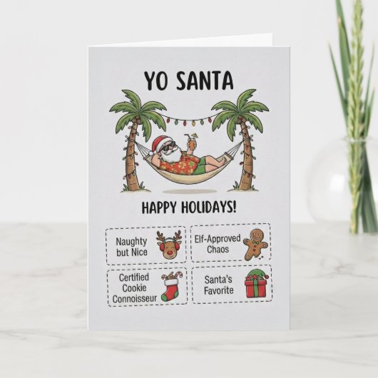 Yo Santa Funny Summer Christmas Tropical Holiday Kaart (Voorkant)