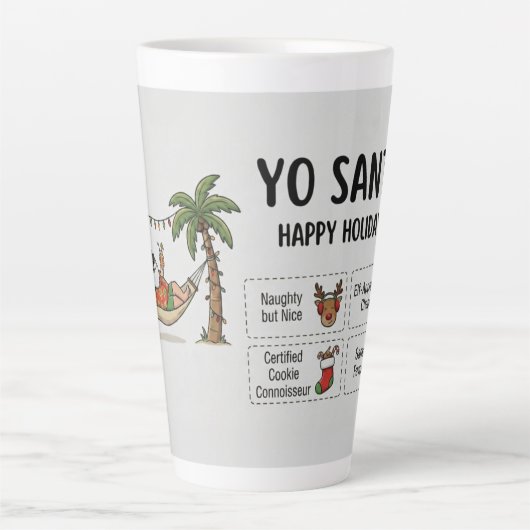 Yo Santa Funny Summer Christmas Tropical Holiday Latte Mok (Voorkant)