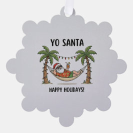 Yo Santa Funny Summer Christmas Tropical Holiday Ornament Kaart
