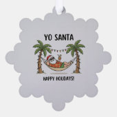 Yo Santa Funny Summer Christmas Tropical Holiday Ornament Kaart (Achterkant)