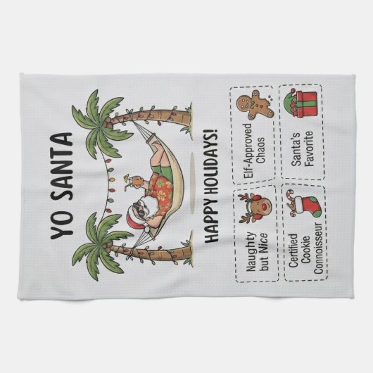 Yo Santa Grappige Zomer Kerst Gelukkig Nieuwjaar Theedoek (Horizontaal)