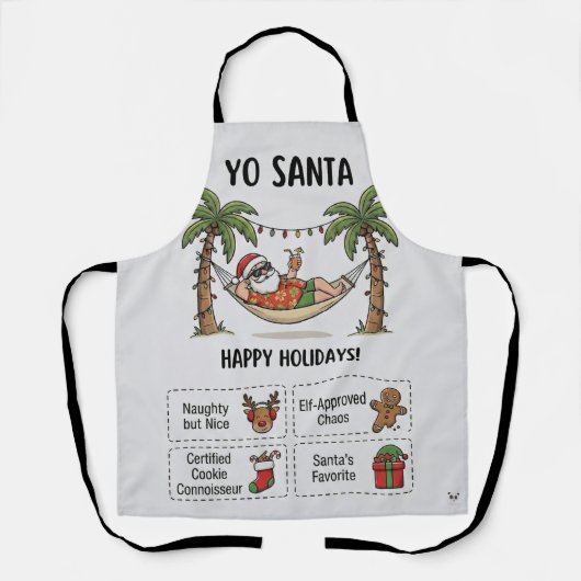 Yo Santa Grappige Zomer Kerst Tropisch Vakantie Schort (Voorkant)