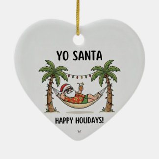 Yo Santa Grappige Zomer Kerstmis Gelukkig Kerstfee Keramisch Ornament