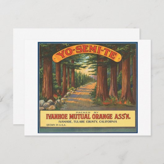 YO-SEMI-TE-etiket van  fruitkratten Briefkaart (Voorkant / Achterkant)