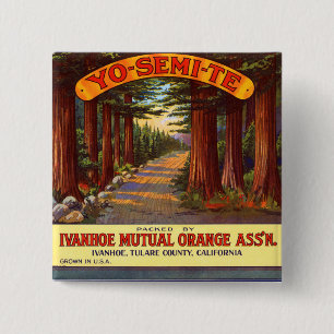  "Yo-Semi-Te" Oranje label Vierkante Button 5,1 Cm