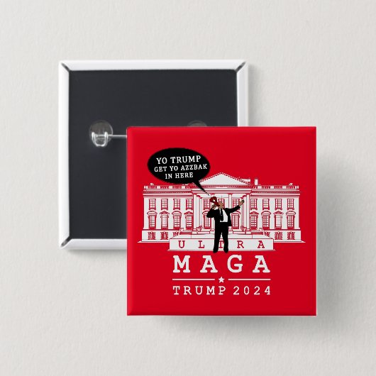 YO TRUMP 2024 WHITEHOUSE VIERKANTE BUTTON 5,1 CM (Voorkant /achterkant)
