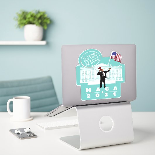 YO TRUMP SECRET SERVICE MAN STICKER (Laptop op bureau)