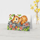 Yo-Yo Kat - Cute Cat Wenskaart Kaart (Gele Bloem)