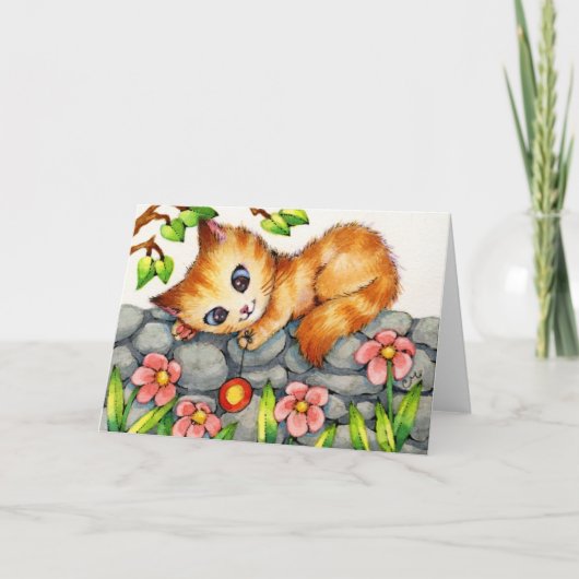 Yo-Yo Kat - Cute Cat Wenskaart Kaart (Voorkant)