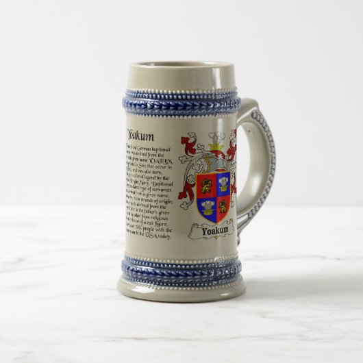 Yoakum Family Crest Stein Bierpul (Voorkant rechts)