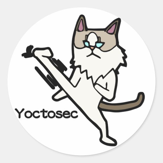 Yoctosec verlichting kat ronde sticker (Voorkant)
