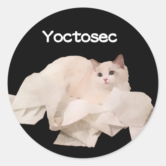 Yoctosec verlichting kat ronde sticker (Voorkant)