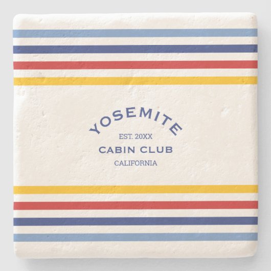 Yoesmite Cabin Club Custom Crest Park Stripe Stenen Onderzetter (Voorkant)